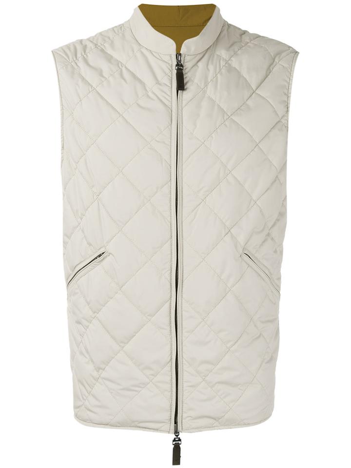 Canali Quilted Vest, Men's, Size: 54, Nude/neutrals, Polyester