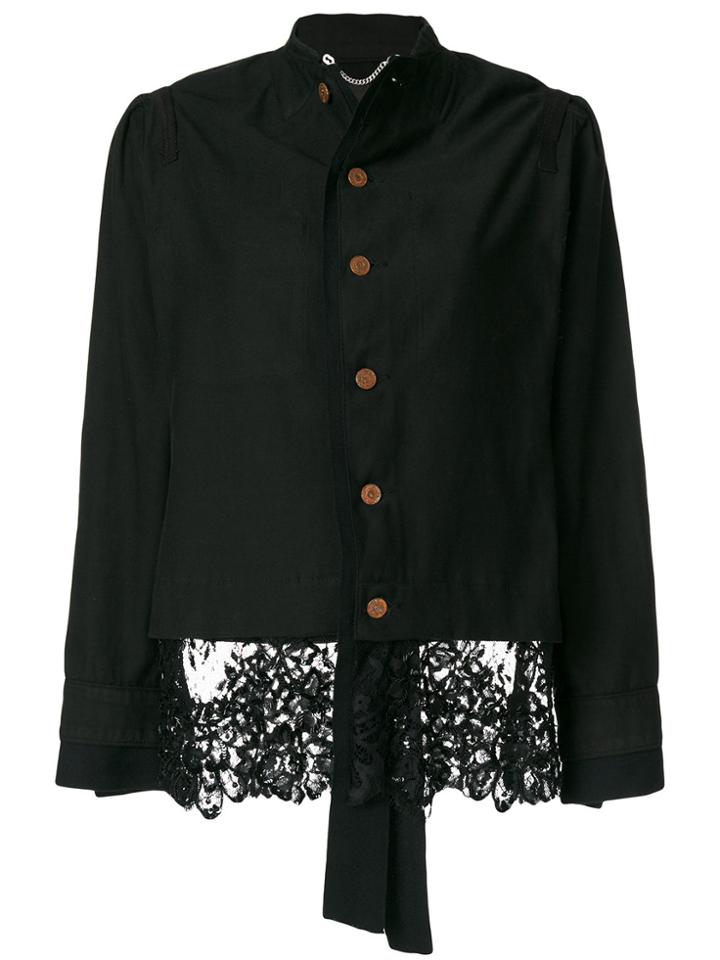 Pihakapi Lace Trim Fitted Jacket - Black