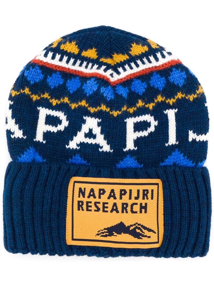 Napapijri Farmington Logo Patch Beanie Hat - Blue