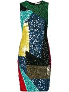 Alice+olivia Colour Block Sequin Dress - Blue