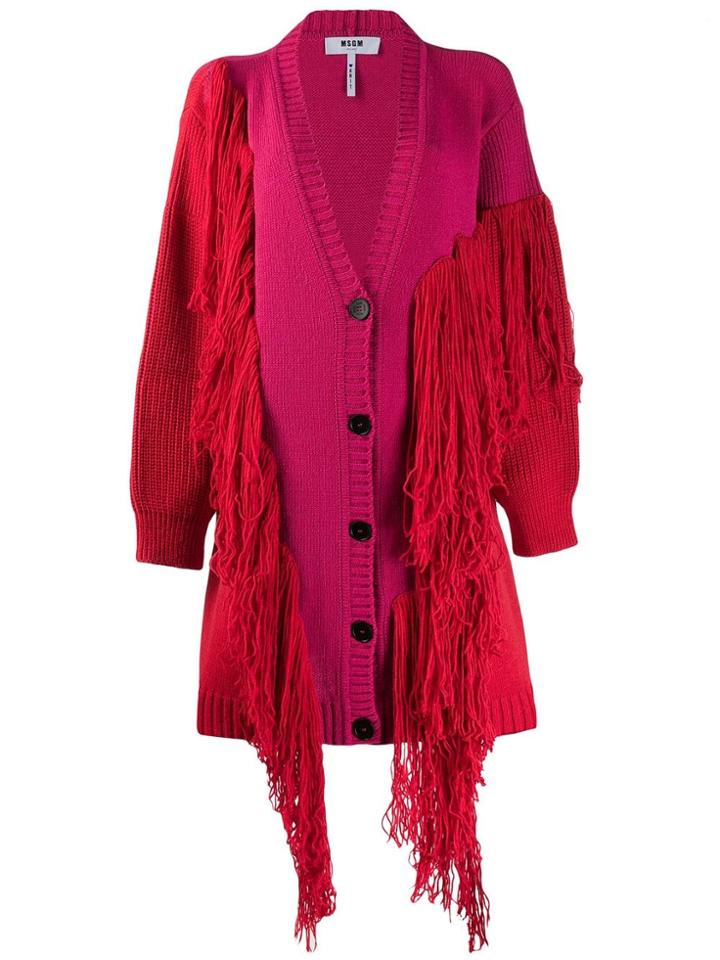 Msgm Fringed Cardigan Coat - Pink