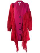 Msgm Fringed Cardigan Coat - Pink
