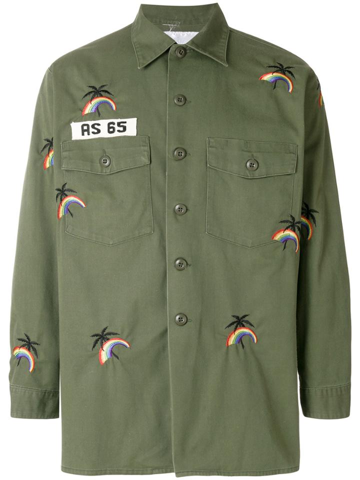 As65 Rainbow Embroidered Shirt - Green