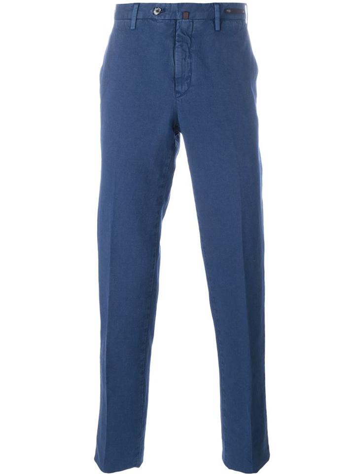 Pt01 Straight Leg Chinos, Men's, Size: 48, Blue, Cotton/linen/flax