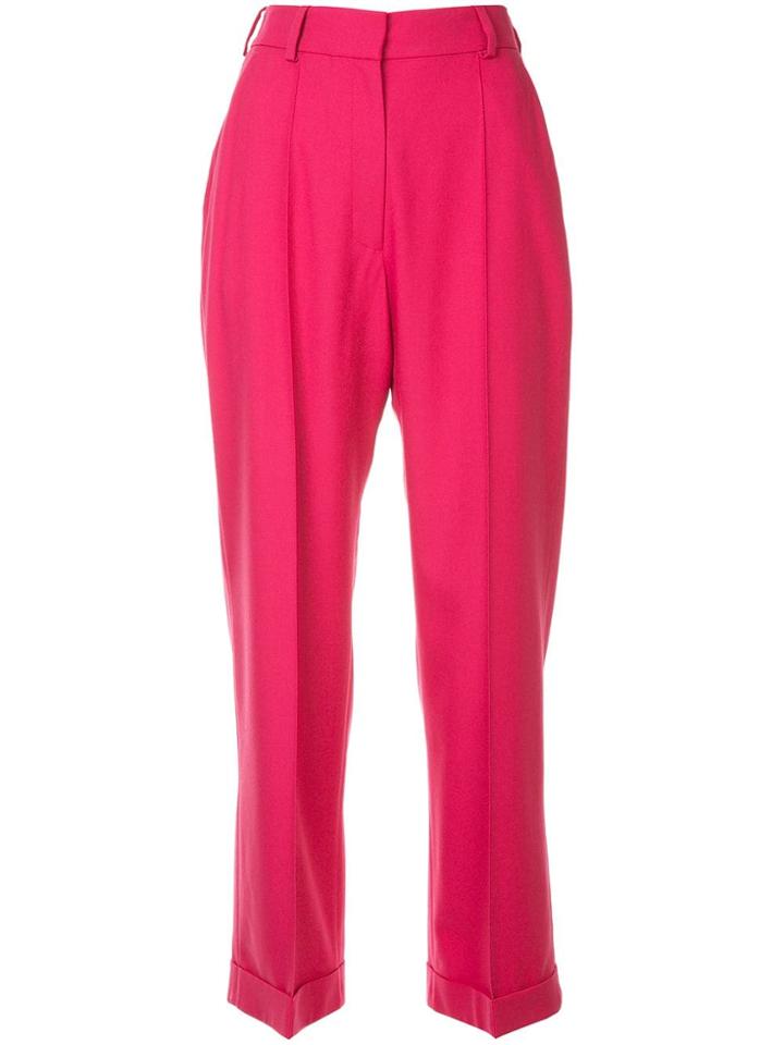 Racil High-waisted Cropped Trousers - Pink & Purple