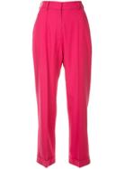 Racil High-waisted Cropped Trousers - Pink & Purple