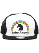 Palm Angels Logo Print Cap, Men's, White, Cotton/polyester