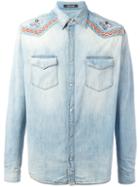 Roberto Cavalli Embroidered Vintage Effect Denim Shirt, Men's, Size: 50, Blue, Cotton/polyester
