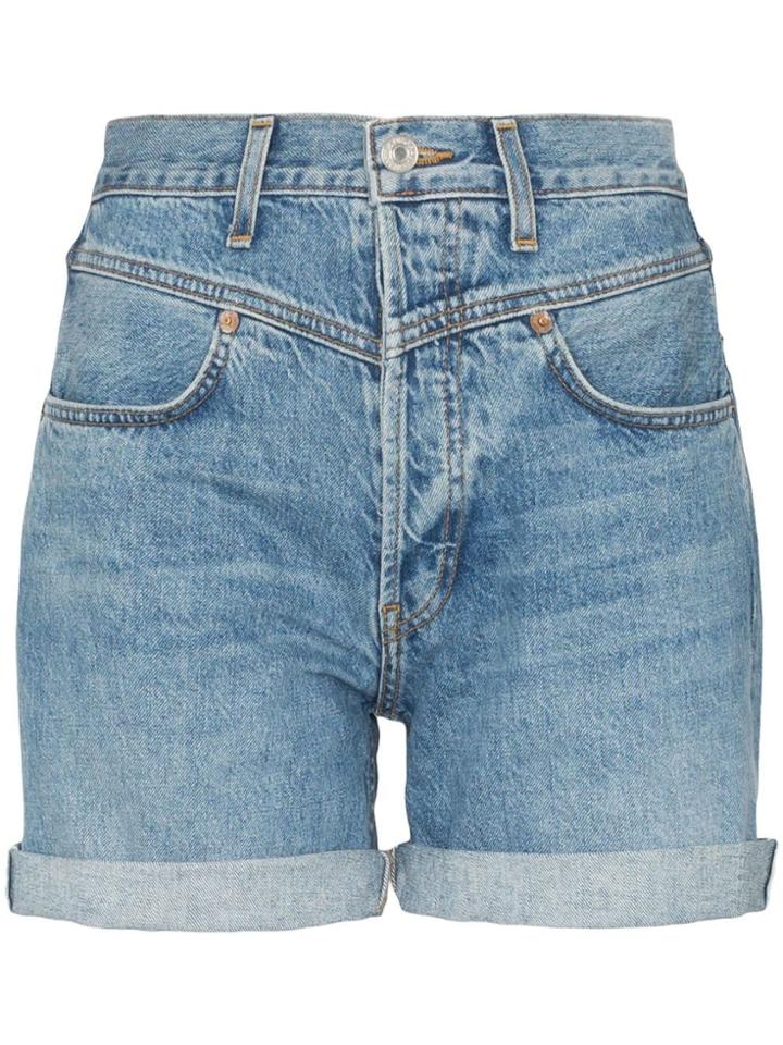 Re/done '90s Turn-up Denim Shorts - Blue