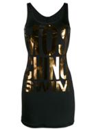 Moschino Metallic Logo Mini Dress - Black