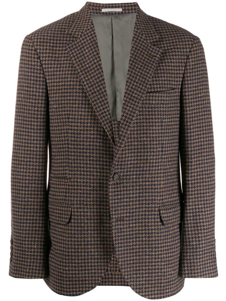 Brunello Cucinelli Checked Pattern Blazer - Brown
