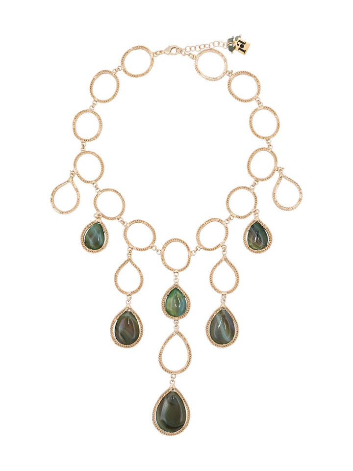 Rosantica Metallic Scarabeo Tear Drop Stone Necklace