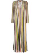 Missoni Striped Wrap Dress, Women's, Size: 42, Cupro/viscose/polyester/silk