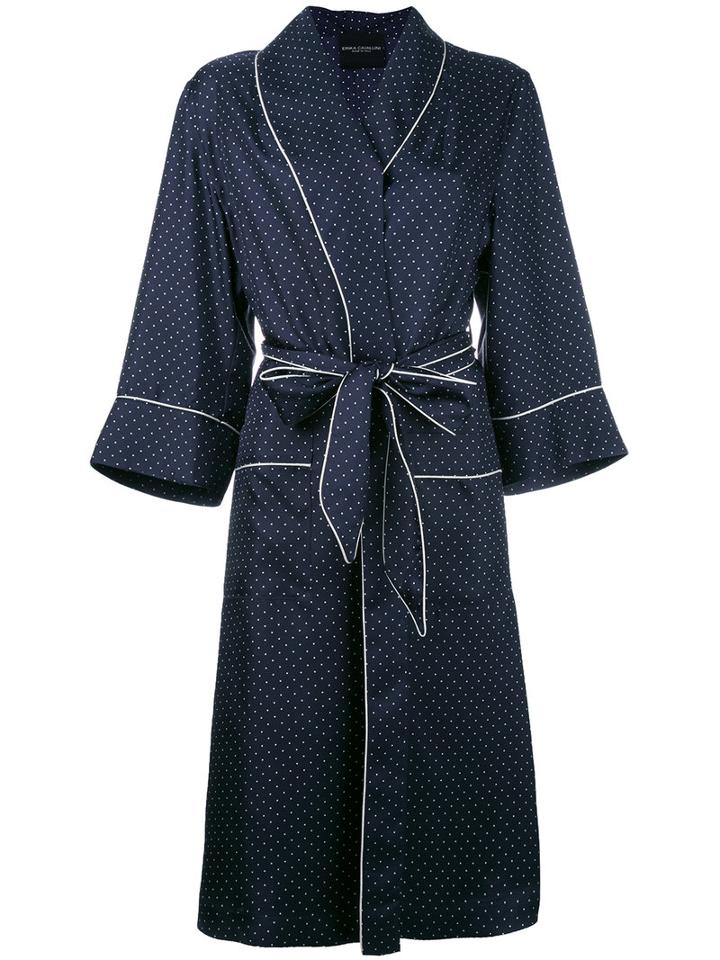 Erika Cavallini - Polka Dot Dressing Gown - Women - Silk - 42, Blue, Silk