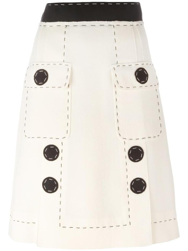 Dolce & Gabbana Stitch Detail Skirt, Women's, Size: 38, Nude/neutrals, Wool/cotton/acetate/polyamide
