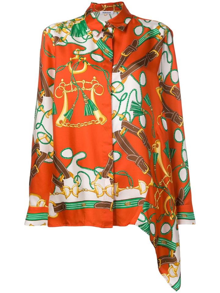 P.a.r.o.s.h. Chain Print Long-sleeve Blouse - Orange
