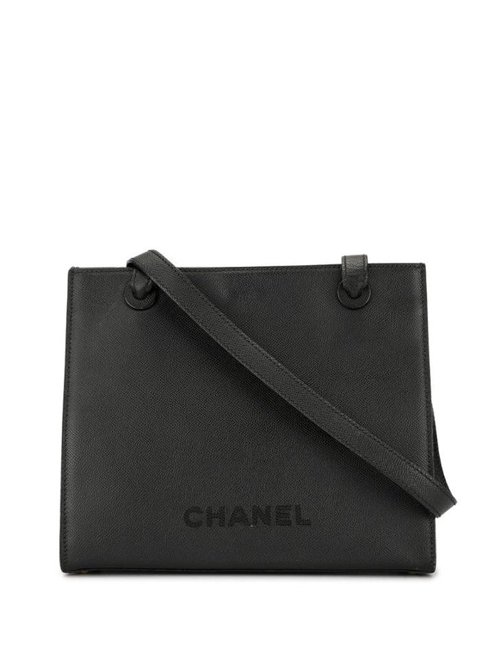 Chanel Pre-owned 1998 Logo Embroidered Tote - Black