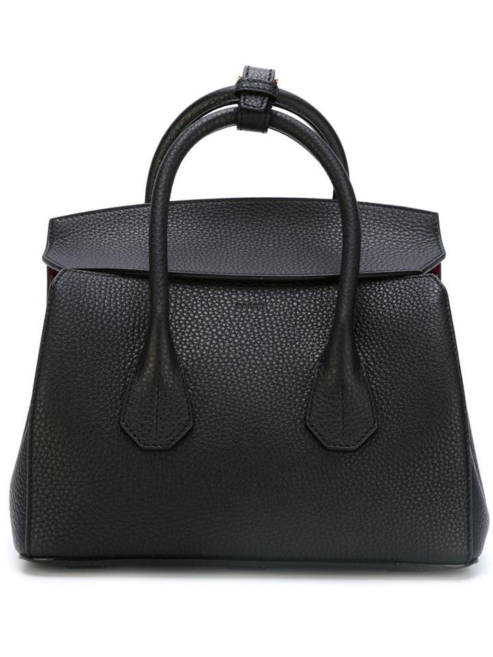 Bally Double Handle Tote Bag, Women's, Black, Calf Leather