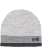 Boss Hugo Boss Striped Beanie - Grey