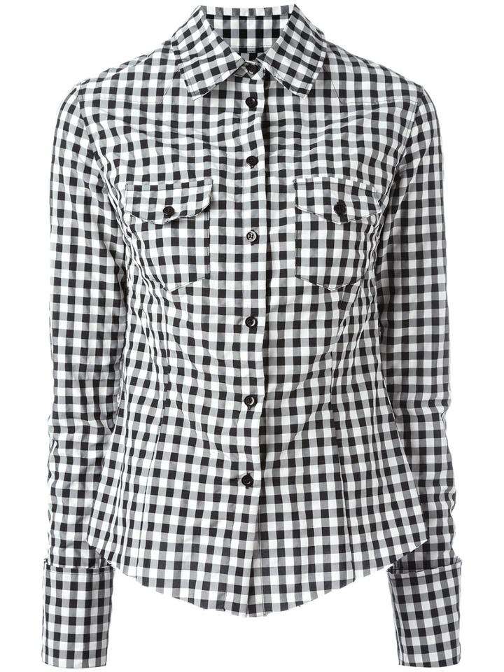 Marques'almeida Checked Shirt, Women's, Size: 12, Black, Polyamide/polyester