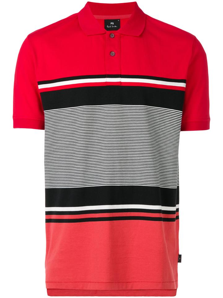 Ps By Paul Smith Colour-block Polo Top - Red