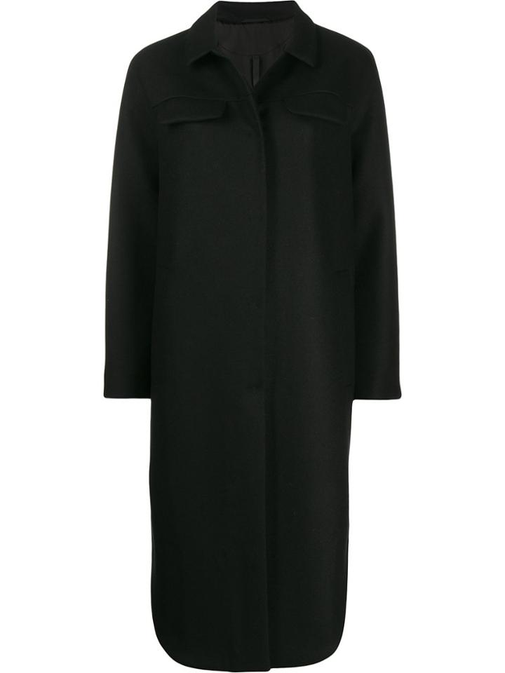 Sara Lanzi Long Single Breasted Coat - Black