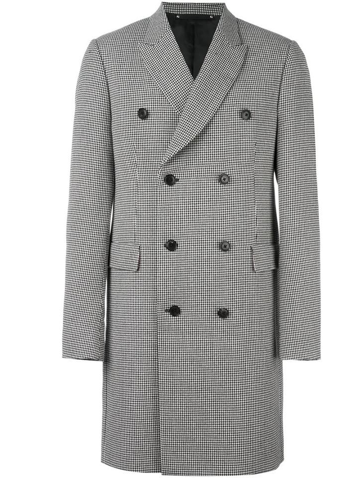 Paul Smith Houndstooth Pattern Coat, Men's, Size: 48, Black, Cupro/wool