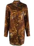 Romeo Gigli Pre-owned 1990's Angels Print Oversized Shirt - Brown
