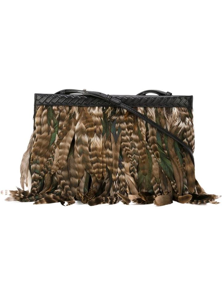 Roberto Cavalli Feathered Clutch