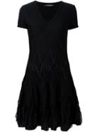 Roberto Cavalli Ruffled Knitted Mini Dress, Women's, Size: 44, Black, Nylon/viscose/wool