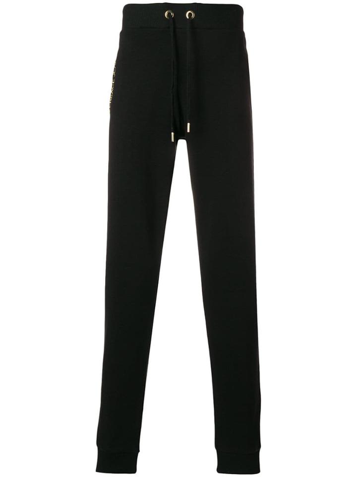 Versace Jeans Logo Embroidered Track Pants - Black