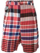 Sacai Checked Shorts, Men's, Size: 3, Red, Cotton/cupro