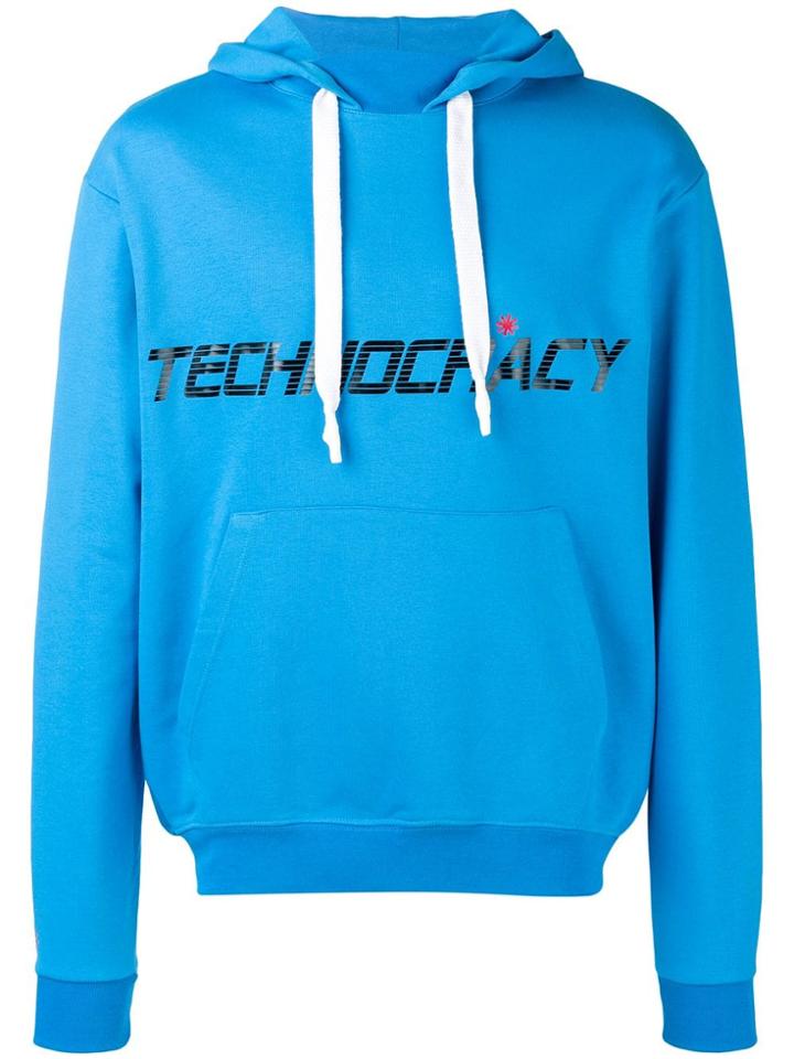 Omc Slogan Print Hoodie - Blue