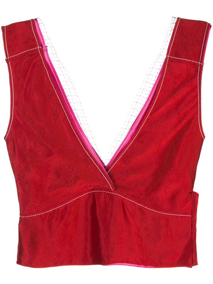 Marni Cropped Double-layer Top - Red