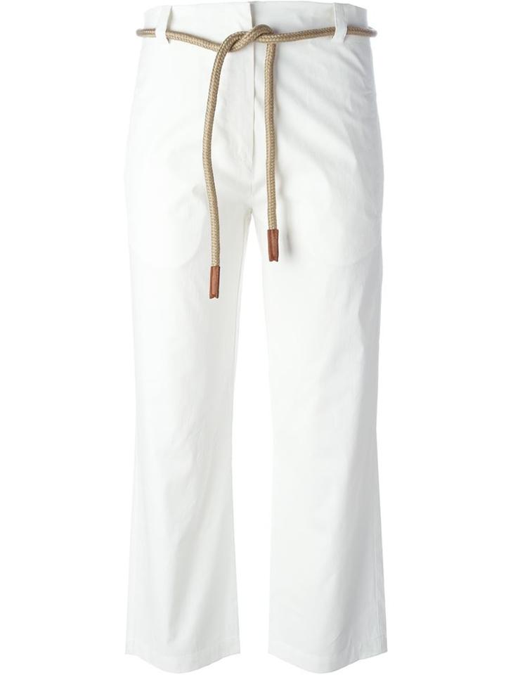 Erika Cavallini Rope Tie Trousers, Women's, Size: 42, White, Cotton