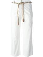 Erika Cavallini Rope Tie Trousers, Women's, Size: 42, White, Cotton