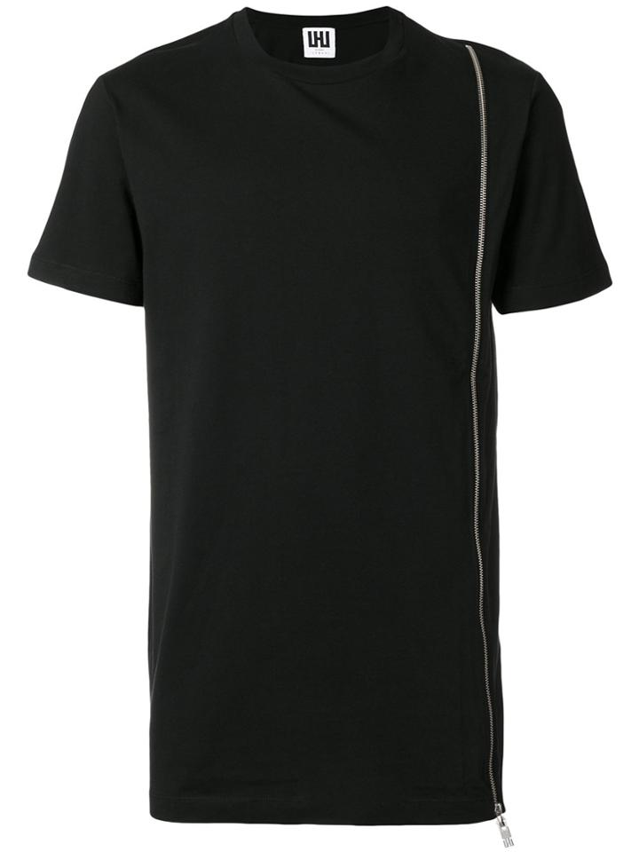 Les Hommes Urban Side Zip T-shirt - Black