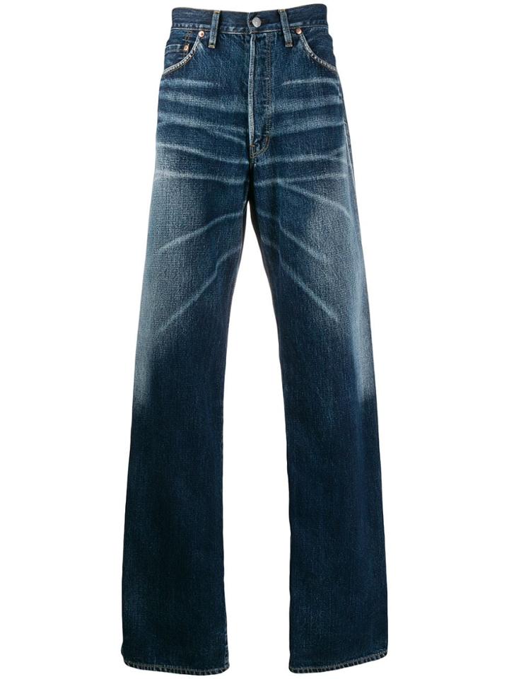 Yohji Yamamoto Wide Leg Denim Jeans - Blue