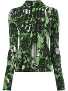 Christian Wijnants - Striped Floral Top - Women - Polyester/viscose - S, Women's, Green, Polyester/viscose