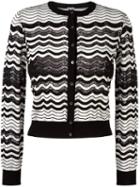M Missoni Chevron Button Down Cardigan, Women's, Size: 46, Black, Cotton/acrylic/polyamide/wool