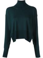 Mm6 Maison Margiela Ribbed Turtleneck Jumper, Women's, Size: Medium, Green, Wool