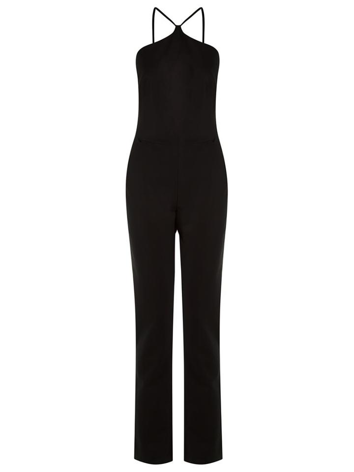 Andrea Marques Side Pockets Jumpsuit, Women's, Size: 44, Black, Cotton/spandex/elastane