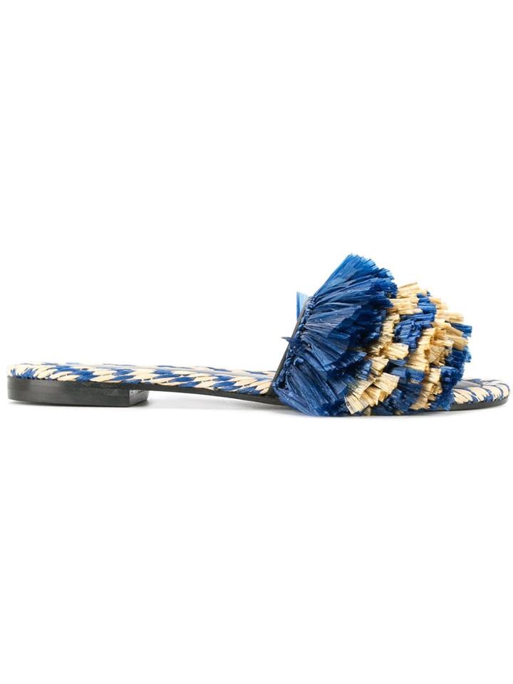 Avec Modération Fringed Slippers - Blue