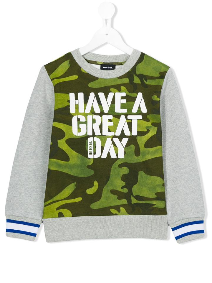 Diesel Kids - Great Day Sweatshirt - Kids - Cotton/polyester - 6 Yrs, Grey