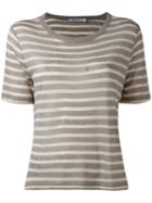 T By Alexander Wang Striped T-shirt, Women's, Size: Small, Nude/neutrals, Rayon/linen/flax
