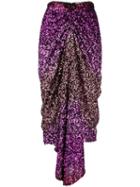 Halpern Draped Midi Skirt - Pink