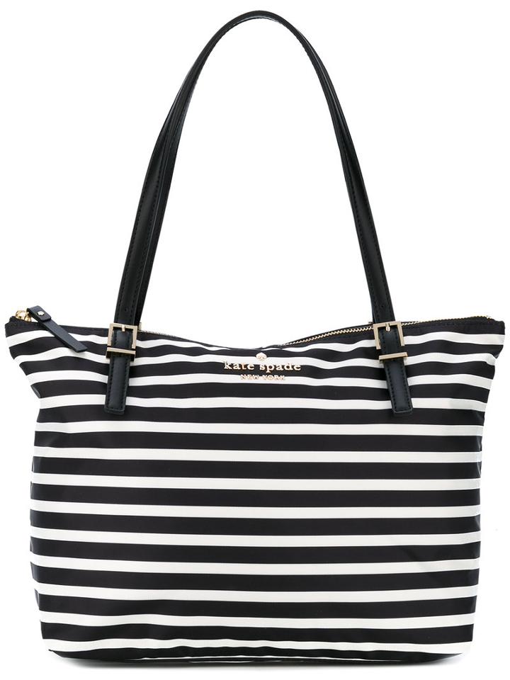 Kate Spade - Striped Shoulder Bag - Women - Polyester - One Size, Black, Polyester