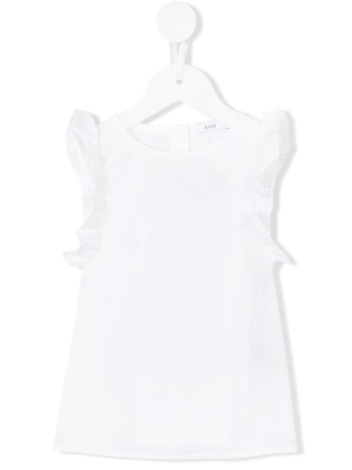 Knot - Frill Blouse - Kids - Cotton - 10 Yrs, White