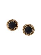 Chanel Vintage Twist Edge Round Earrings - Black