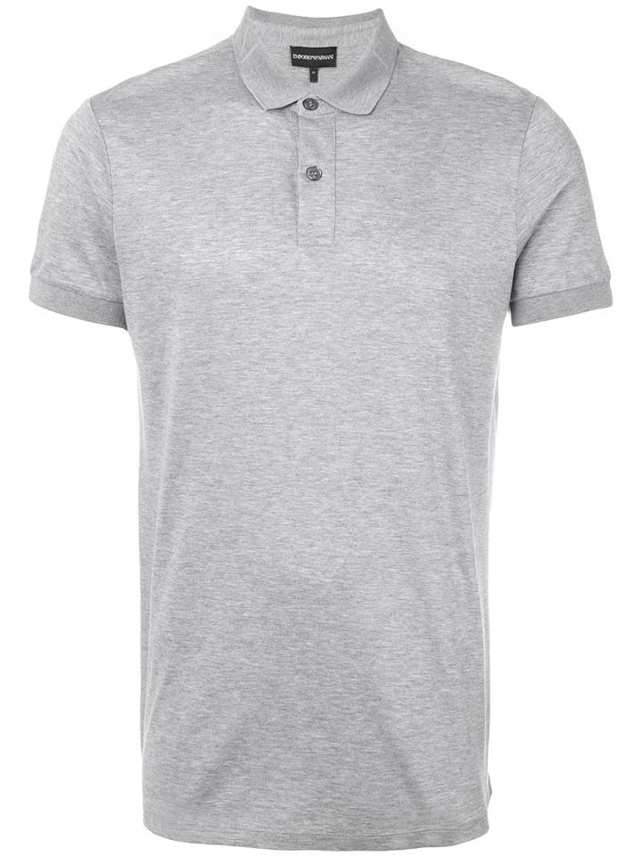 Emporio Armani - Polo Shirt With Logo Collar - Men - Cotton/lyocell - S, Grey, Cotton/lyocell